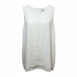 Vintage Ivory Shell Cami Sleeveless Blouse Minimalist Capsule Dainty Top (Fever)